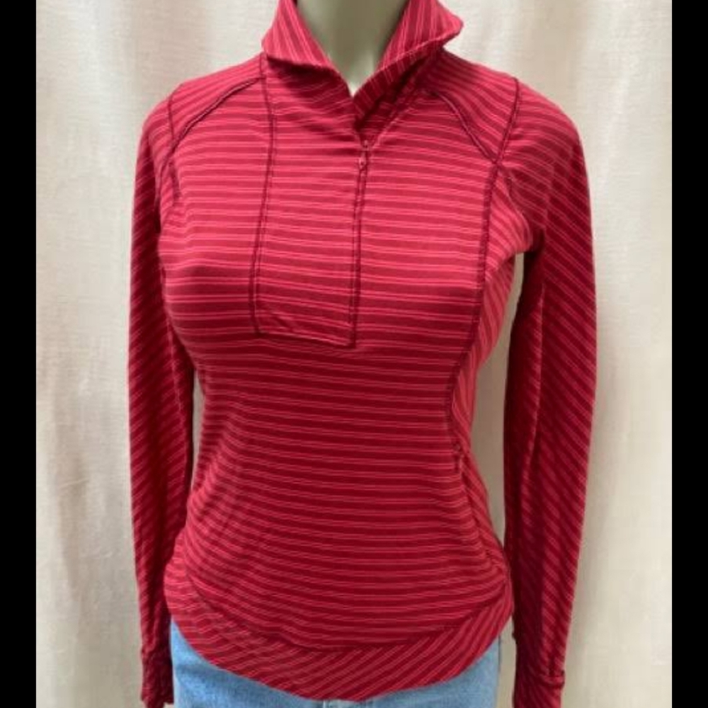STUNNING LULULEMON Think fast PULLOVER double trouble strip boom juice cranberry